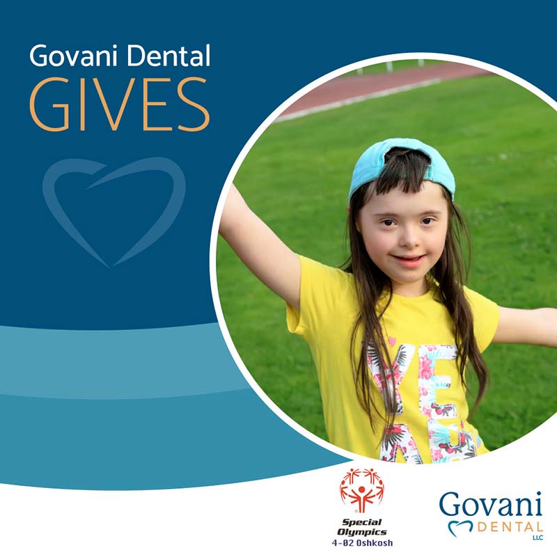 Govani Dental Gives 4-02 Special Olympics campaign graphic.
